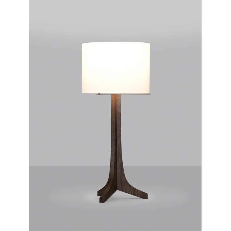 Nauta LED Table Lamp, Brushed Aluminum, White Linen, Dark Stained Walnut