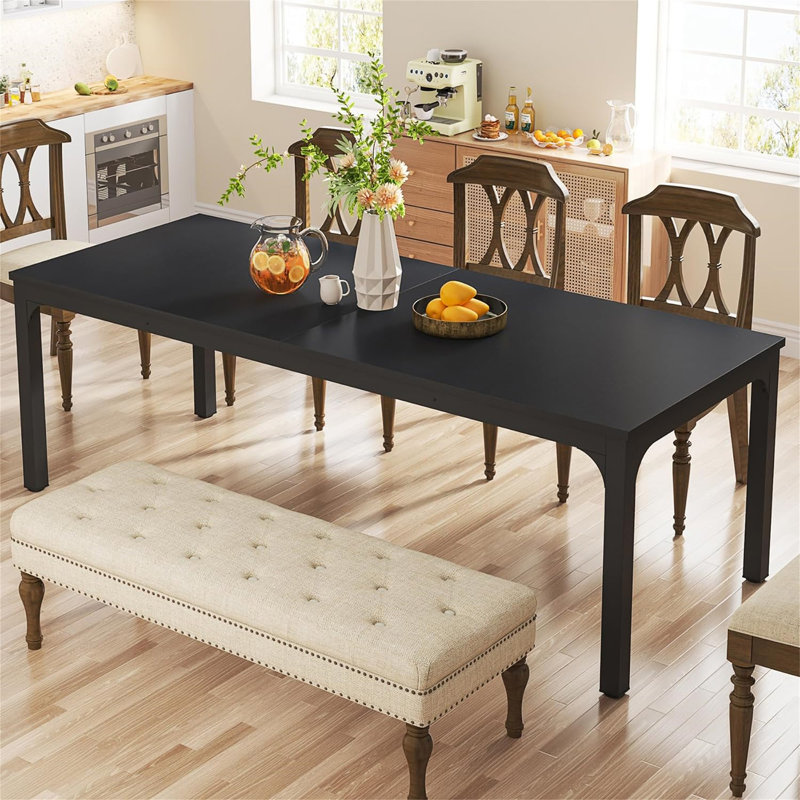 Lamekia Metal Base Dining Table, Black, Black