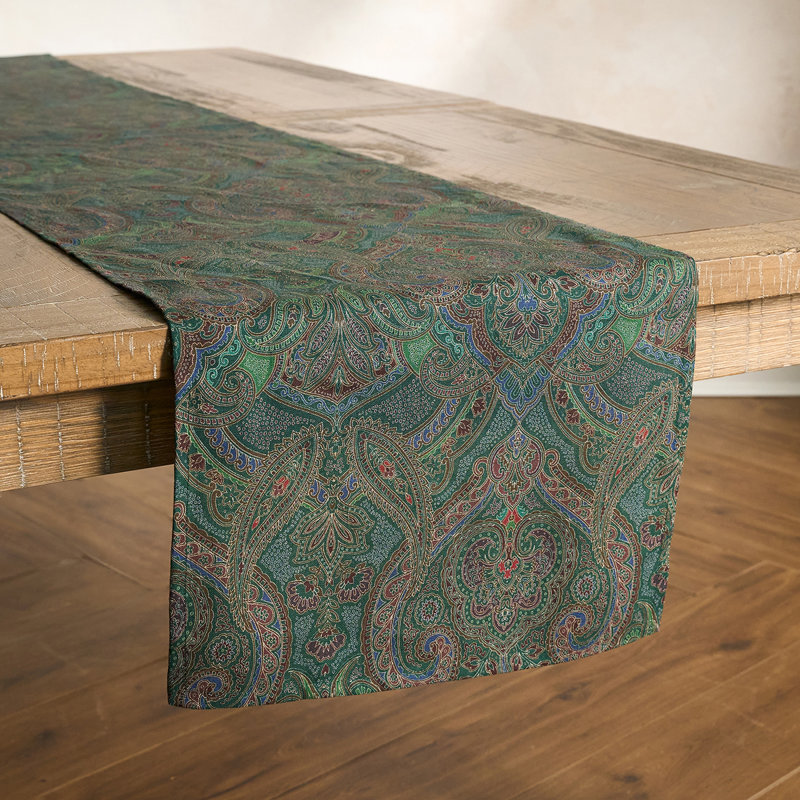 Paisley 18" x 90" Table Runner, Evergreen