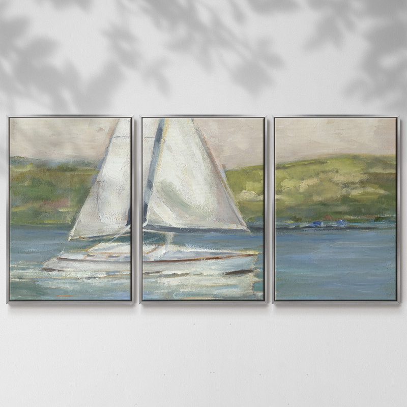 Off The Coast I 3 pièces, Argent, H 40 po x l 78 po x P 2 po