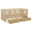 Lit de jour simple en bois avec barrière de sécurité et 2 tiroirs, divisée en lit de jour indépendant et lit de jour, naturel-130120494