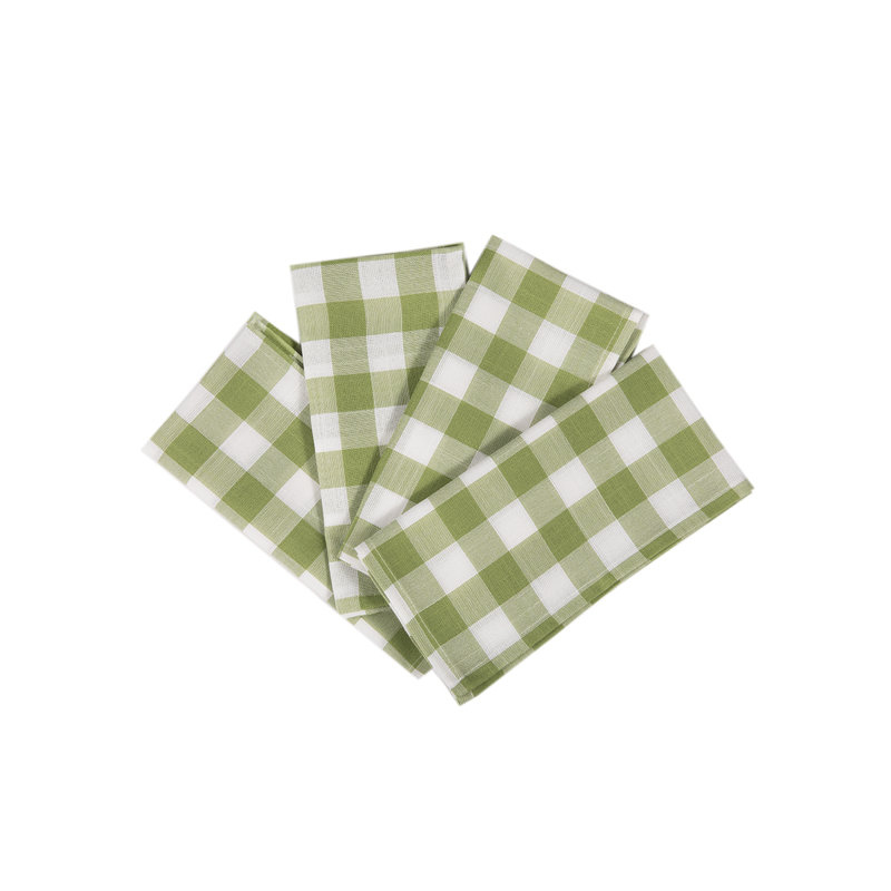 Aafreen Polyester Checkered Square Napkin, Green