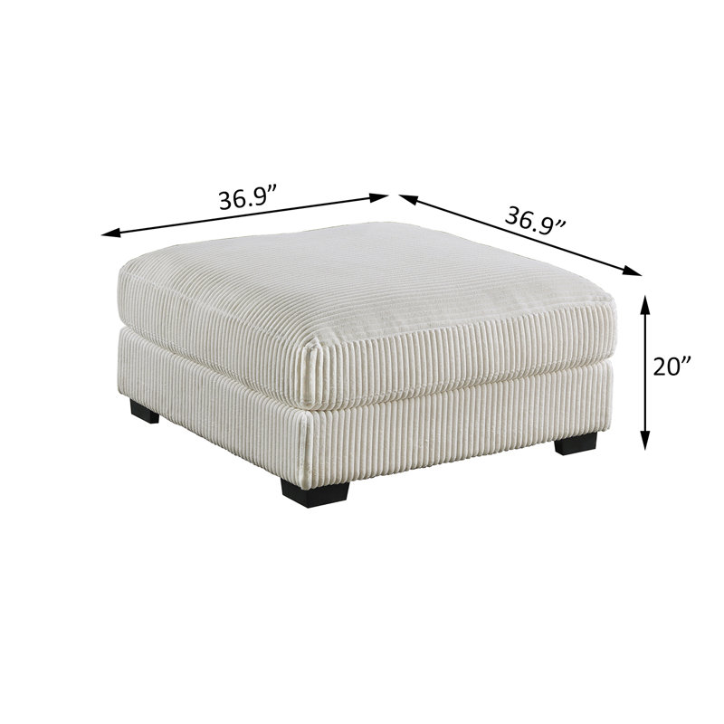 Chasey Square Corduroy Ottoman, Beige