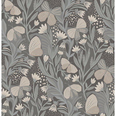 Papier peint adhésif bleu et gris Papillon Flutter