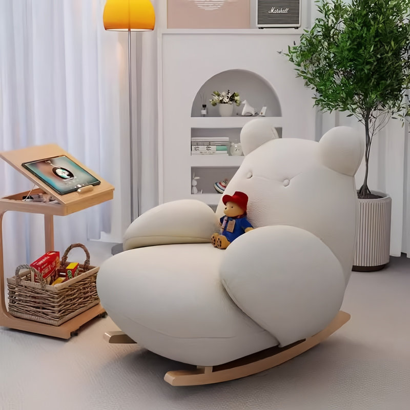 Chaise berçante moderne en bois massif rembourré