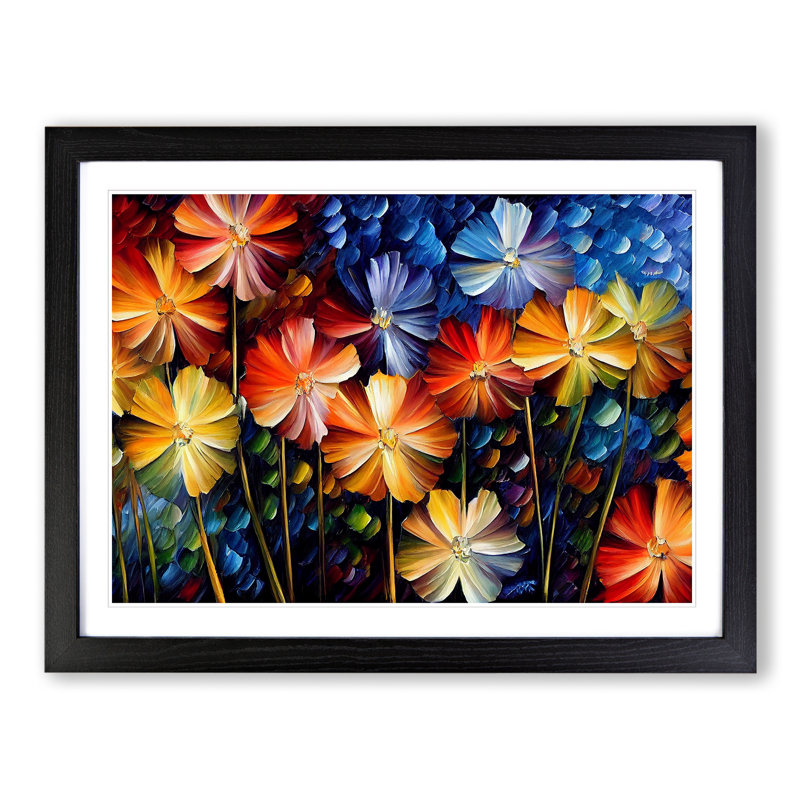 Assorted Flower Bouquet Vol.2 1 Piece Single Picture Frame Wall Art, 25cm H x 34cm W, Black