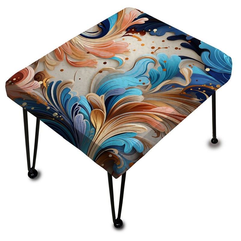 Paisley Elegance Blue And Beige - Paisley Rectangle Ottoman