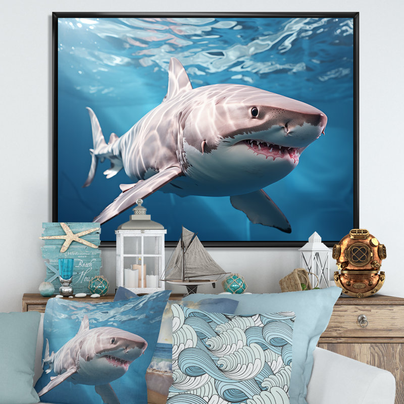 " Oceans Blue Ghost Shark Photography IV ", Black Floater Framed, 12" H x 20" W x 1" D