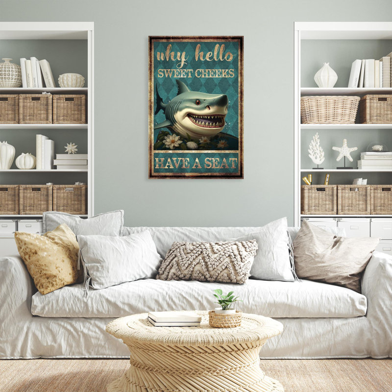 Requin «Hello Hello Sweet Cheek», reproduction d'art graphique sur toile tendue, H 14 po x l 11 po x P 1,25 po