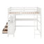 Lit mezzanine double avec tiroirs, bureau et tablettes