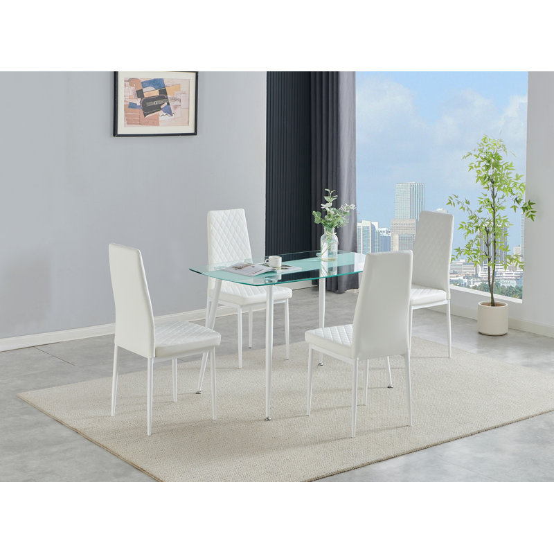 Blanc Astra 5 pièces, 5 pièces: table, 4 chaises, H 30 po x l 47 po x P 28 po