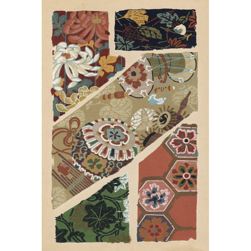 Japanese Textile Design V - Graphic Art, 30 cm H x 20 cm W, Wrapped Canvas