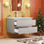 Meuble-lavabo mural Seren de 81 cm (32 pouces) en bois massif avec lavabo en céramique, double tiroir et système de fermeture amortie-116668901