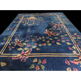 Luxurious Blue Color Wool Pile Antique Art Deco Chinese Rug