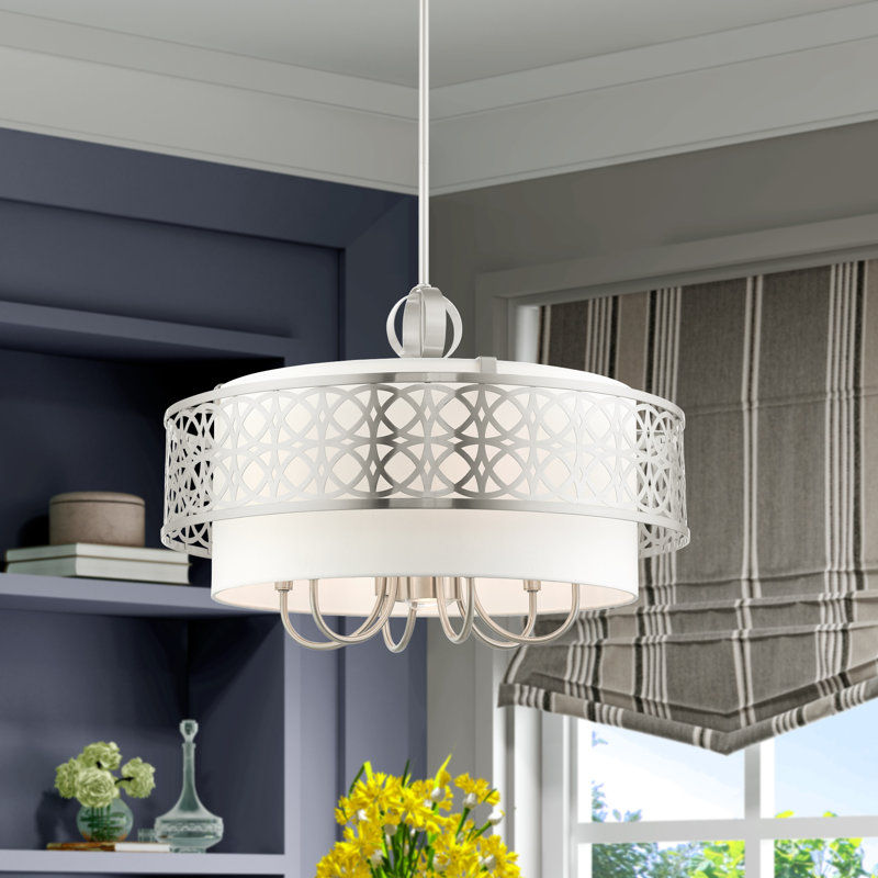 Lustre tambour 7 lumières Eraman, Nickel brossé