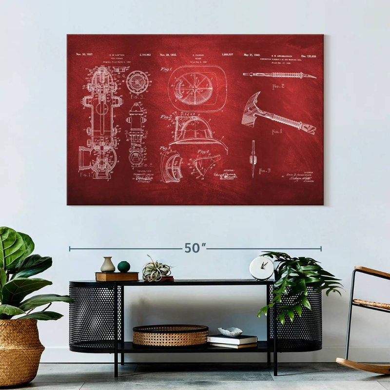 Firefighter Patents, reproduction sur toile, H 34 po x l 51 po