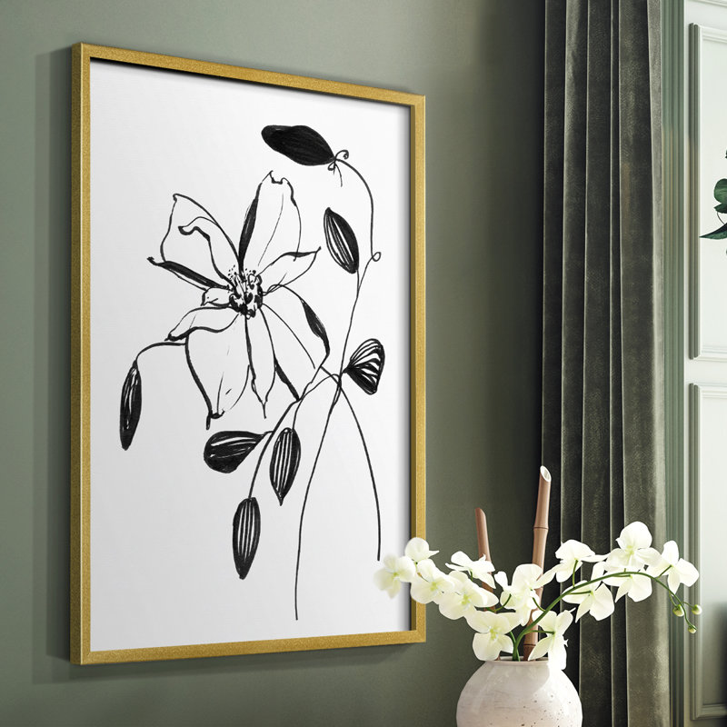 Wild Clematis II, reproduction encadrée - bois massif, H 10 po x l 8 po, Or