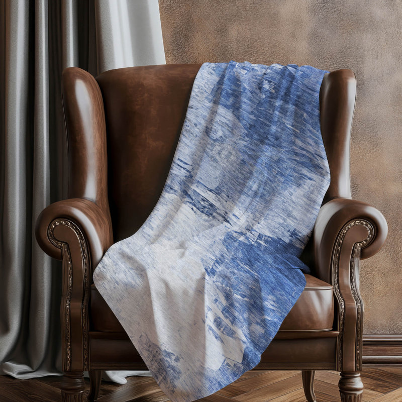 Jeté moderne Sherpa ASB595 lavable à la machine Addison, Bleu