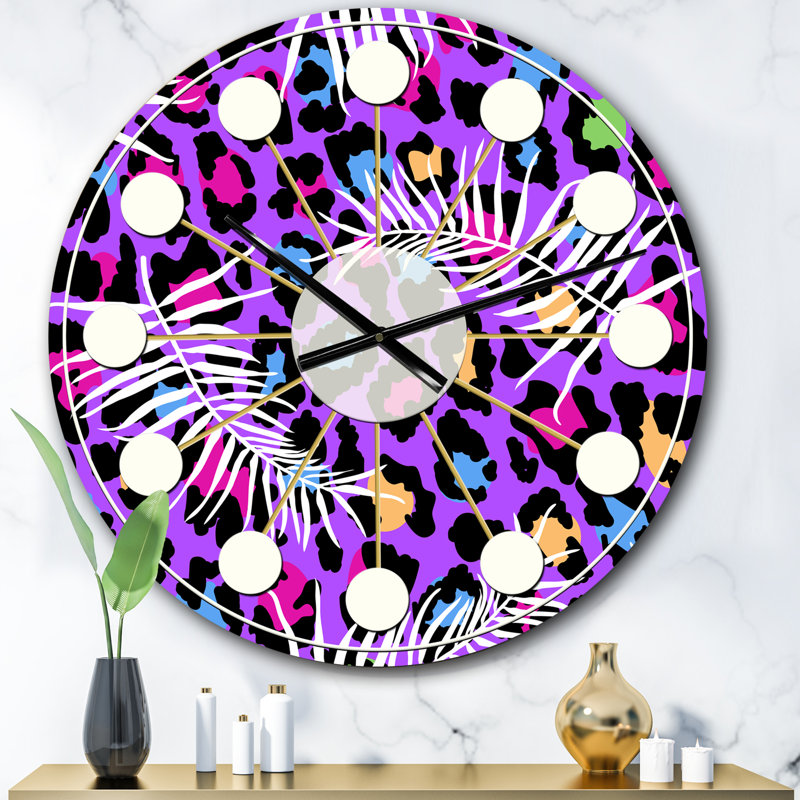 Horloge murale Leopard Fur Safari V - Mid-Century, Surdimensionné