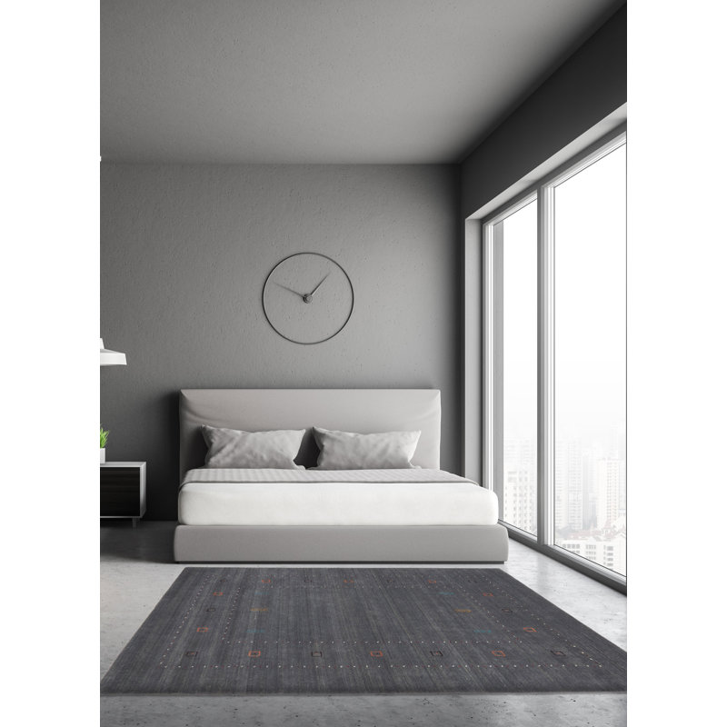 Tapis gris Kashkuli Gabbeh 5 pi 2 po x 6 pi 11 po