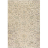Hardman Floral Hand-Knotted Wool Wheat/Light Sage/Teal Area Rug