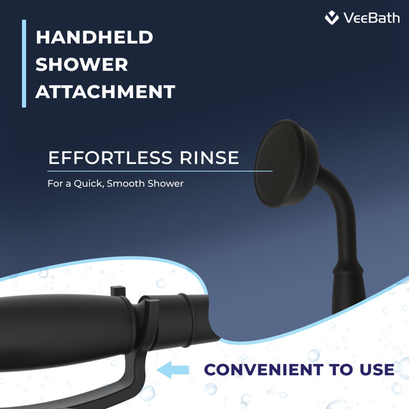 VeeBath Regency Traditional Bath Shower Mixer Tap with Kit, Matte Black