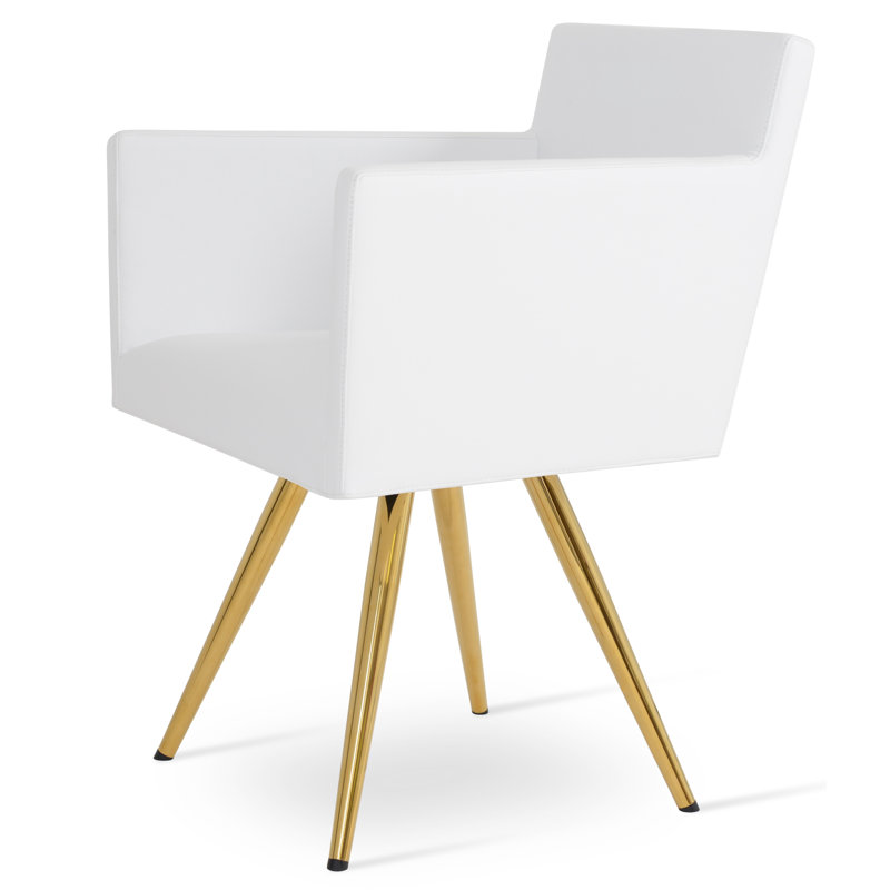 Harput 15'' H Upholstered Armchair, White, Gold