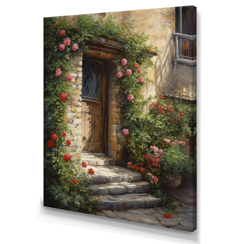 Ryelyn, porte de village remplie de fleurs I sur toile, H 32 po x l 16 po x P 1 po, Toile tendue