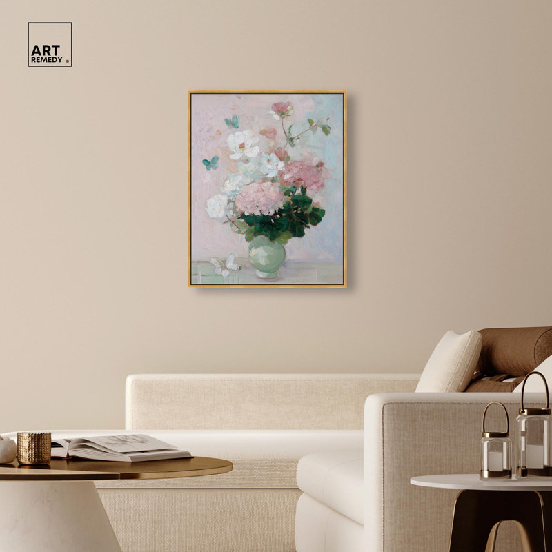 "Hydrangea Blossoms I", impression murale sur toile par Art Remedy, cadre doré, 30 x 36, H 37 po x l 31 po, Encadrement doré