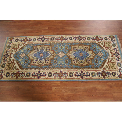 One-of-a-Kind Runner 2'5" X 5'11" New Age Runner Wool Area Rug in Light Blue