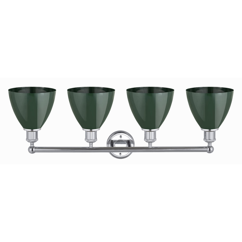 Éclairage pour meuble-lavabo à 4 lumières à intensité variable Amylee, Chrome poli, Vert
