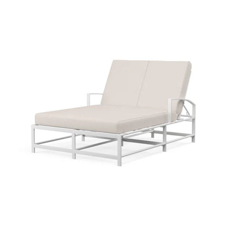 Bristol Outdoor Aluminum Double Chaise Lounge, Canvas Natural Sunbrella®