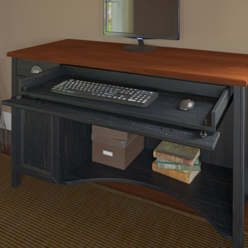 Waelder 3 Piece Computer Desk Office Set, Antique Black