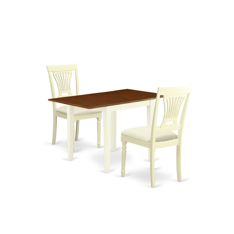 L'ensemble de table de cuisine 3 pièces pour petits espaces comprend une table rectangulaire avec Dropleaf et 2 chaises de salle à manger en lin, babeurre et cerise