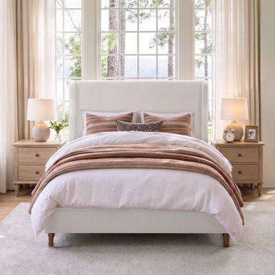 Mozter Upholstered Wingback Platform Bed
