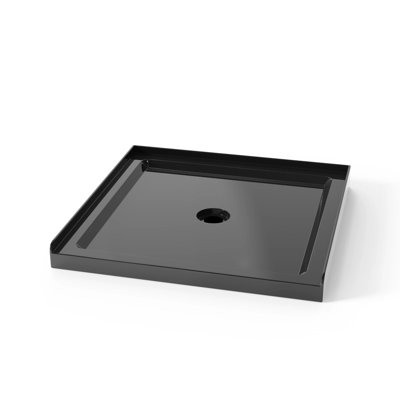 Receveur de douche 81 cm x 81 cm, noir pur, avec 4 brides amovibles