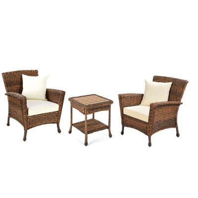 Ensemble de conversation avec coussins 3 pièces pour patio jardin Rutkowski