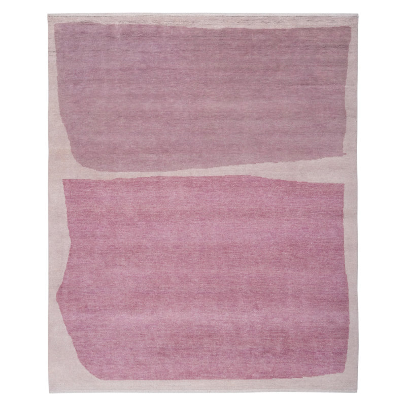 Abstract Contemporary Wool Rug, Pink