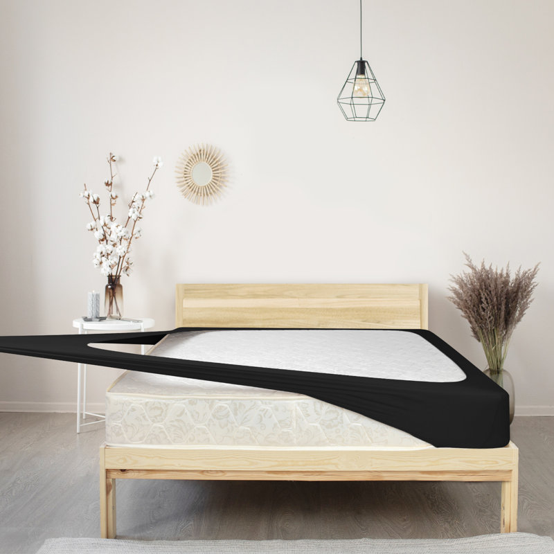 Jersey Knit StretchWrap Box Spring Cover, Black, Full