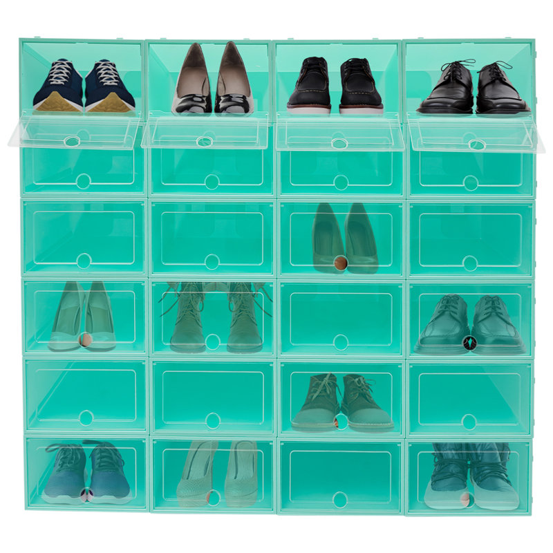Boîte de rangement 24 paires de chaussures empilables (ensemble de 24), Vert