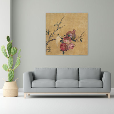 Art floral rétro, branche de grenade