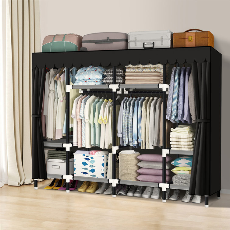 Home Basics 8 Tier Portable Polyester Shoe Closet, Grey, STORAGE  ORGANIZATION
