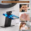 Robinet de lavabo de salle de bain à DEL, robinet de meuble-lavabo monotrou noir mat