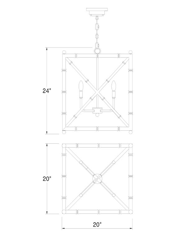 Baldwin 4 - Light Square Chandelier, White