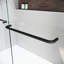 72 po Porte de douche coulissante H, type semi-réglable, verre trempé transparent épais, poignées en acier inoxydable 304, porte d'apparence noire, jeton, caractère unique