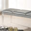 Contemporary Bedroom Bench With Solid Wood And Acrylic Legs In Silver Shade Graceful Enhanced Crystal Details