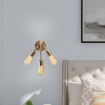 Vintage Metal Wall Lamp, 22 cm (8.7 in) Diameter x 28 cm (11 in) Height | Solid Color, Modern Design | 3 x E27 Socket, Max 40W | Elegant and Functional Lighting for Home Décor | IP20 Rated, Glam Style