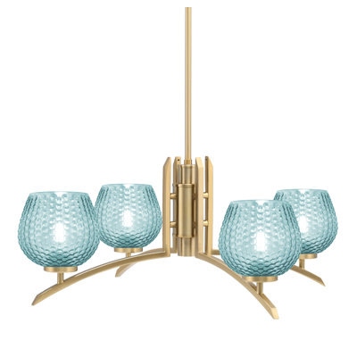 Lustre lumineux avec verre texturé turquoise de 6 po