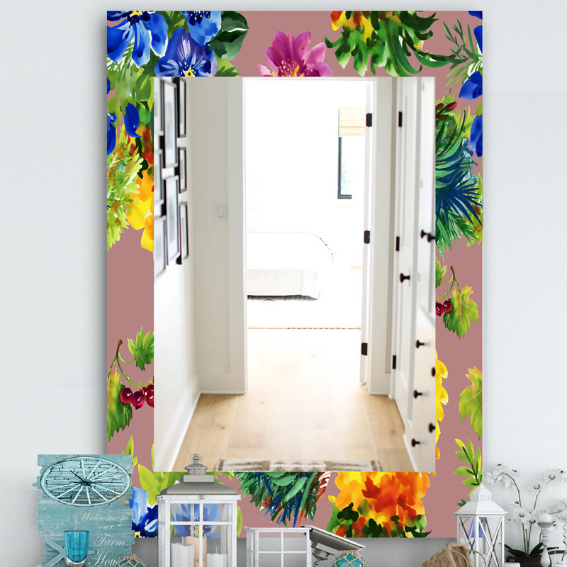 Miroir mural avec peu de baies fleur, H 24 po x l 32 po