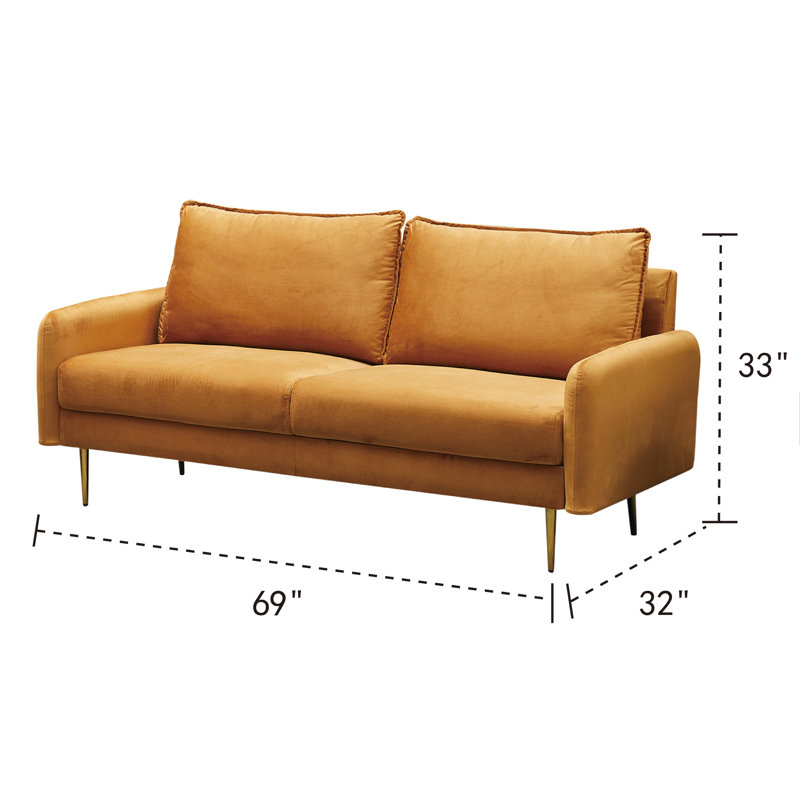 Govany 57.8'' Velvet Loveseat, Ginger Velvet, 34" H x 69" W x 32" D